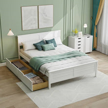 Load image into Gallery viewer, Full Size White Platform Bed Frame with 2 Storage Drawers