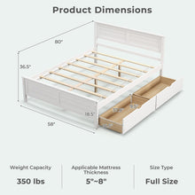 Load image into Gallery viewer, Full Size White Platform Bed Frame with 2 Storage Drawers