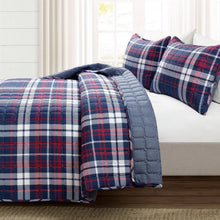 Load image into Gallery viewer, Full/Queen Farmhouse Plaid 3 Piece Lightweight Reversible Quilt Set