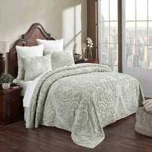Load image into Gallery viewer, Full Size 100-Percent Cotton Chenille 3-Piece Coverlet Bedspread Set in Sage