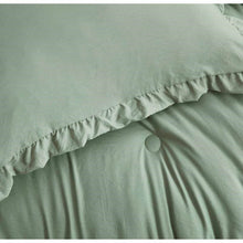 Load image into Gallery viewer, Full Size Sage Green Microfiber 3-Piece Comforter Set with Ruffled Edge Trim