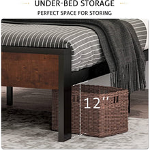 Load image into Gallery viewer, Full Metal Platform Bed Frame with Mahogany Wood Panel Headboard Footboard