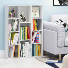 Load image into Gallery viewer, Modern 42-inch High Bookcase with 11-Cube Open Shelves in White Wood Finish