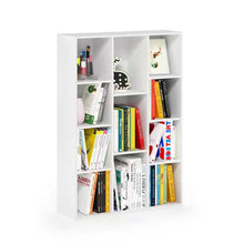 Load image into Gallery viewer, Modern 42-inch High Bookcase with 11-Cube Open Shelves in White Wood Finish