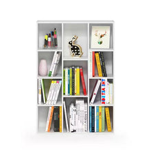 Load image into Gallery viewer, Modern 42-inch High Bookcase with 11-Cube Open Shelves in White Wood Finish
