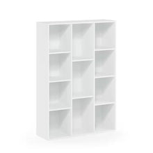 Load image into Gallery viewer, Modern 42-inch High Bookcase with 11-Cube Open Shelves in White Wood Finish