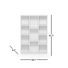 Load image into Gallery viewer, Modern 42-inch High Bookcase with 11-Cube Open Shelves in White Wood Finish