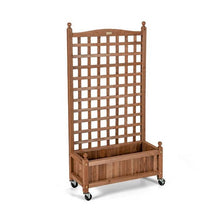 Load image into Gallery viewer, Outdoor Solid Wood Raised Garden Bed Mobile Planter Box with Trellis on Wheels
