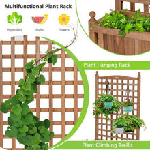 Load image into Gallery viewer, Outdoor Solid Wood Raised Garden Bed Mobile Planter Box with Trellis on Wheels