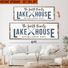 Load image into Gallery viewer, Upgrade Your 20x60 Inches 'Family Lake House Arrow' Canvas To 24x72 Inches