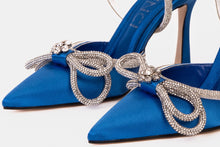 Load image into Gallery viewer, The Floransa Sax Blue Leather Pointy Toe Ankle Strap Women Sandal Final Sale!