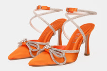 Load image into Gallery viewer, The Floransa Orange Leather Pointy Toe Ankle Strap Women Sandal Final Sale!