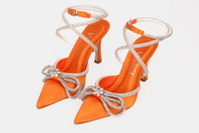 Load image into Gallery viewer, The Floransa Orange Leather Pointy Toe Ankle Strap Women Sandal Final Sale!