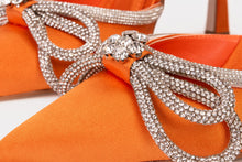 Load image into Gallery viewer, The Floransa Orange Leather Pointy Toe Ankle Strap Women Sandal Final Sale!