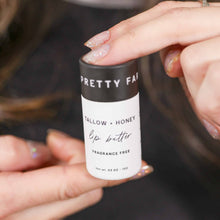 Load image into Gallery viewer, Fragrance Free Tallow + Honey Lip Butter in Eco-Friendly Travel Tubes