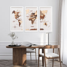 Load image into Gallery viewer, 3D Wooden Triptych World Map Multicolor
