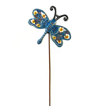 Load image into Gallery viewer, Blue Floral Dragonfly Garden Stake