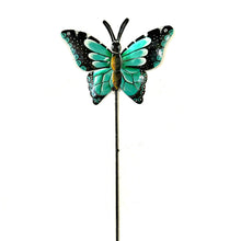 Load image into Gallery viewer, Black and Turquoise Butterfly Garden Stake
