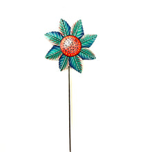 Load image into Gallery viewer, Turquoise And Red Flower Garden Stake (2)