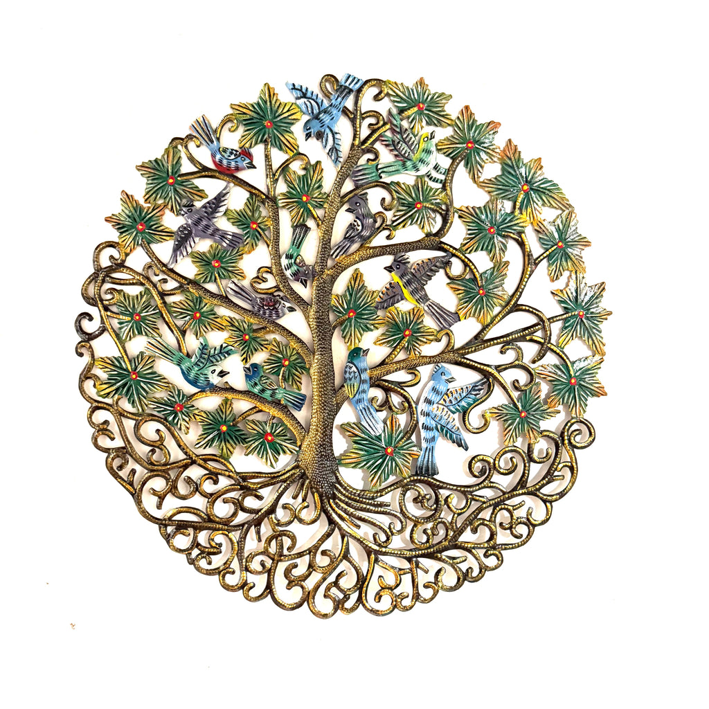 Blue-Purple Tree of Life with Birds