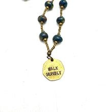 Load image into Gallery viewer, Walk Humbly Coin Necklace- Dark Speckled Blue