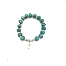 Load image into Gallery viewer, Cross Charm Bracelet- Antique Sea Blue