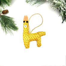 Load image into Gallery viewer, Llama Ornament- Yellow Prints