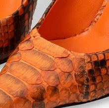 Load image into Gallery viewer, The Queenn Orange Pythn Leather Pump Women Shoe