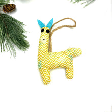 Load image into Gallery viewer, Llama Ornament- Chevron Yellow