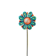 Load image into Gallery viewer, Turquoise And Red Flower Garden Stake