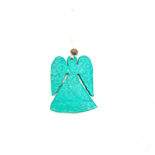 Load image into Gallery viewer, Ceramic Angel Ornament - Glitter Turquoise