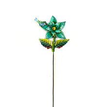 Load image into Gallery viewer, Green Flower with Hummingbird Garden Stake