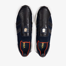 Load image into Gallery viewer, The Aslan Navy Knitted &amp; Leather Men Sneaker