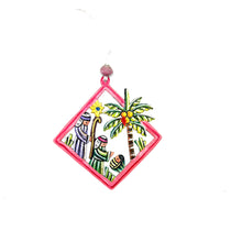 Load image into Gallery viewer, Diamond Palm Nativity Ornament- Pink