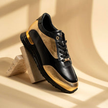 Load image into Gallery viewer, The Arda Black &amp; Gold Leather Men Sneaker