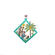 Load image into Gallery viewer, Diamond Palm Nativity Ornament- Turquoise
