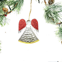 Load image into Gallery viewer, Glitter Angel Ornament with Snowy Wings