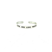 Load image into Gallery viewer, Inspirational Aluminum Cuff- Love God Love People