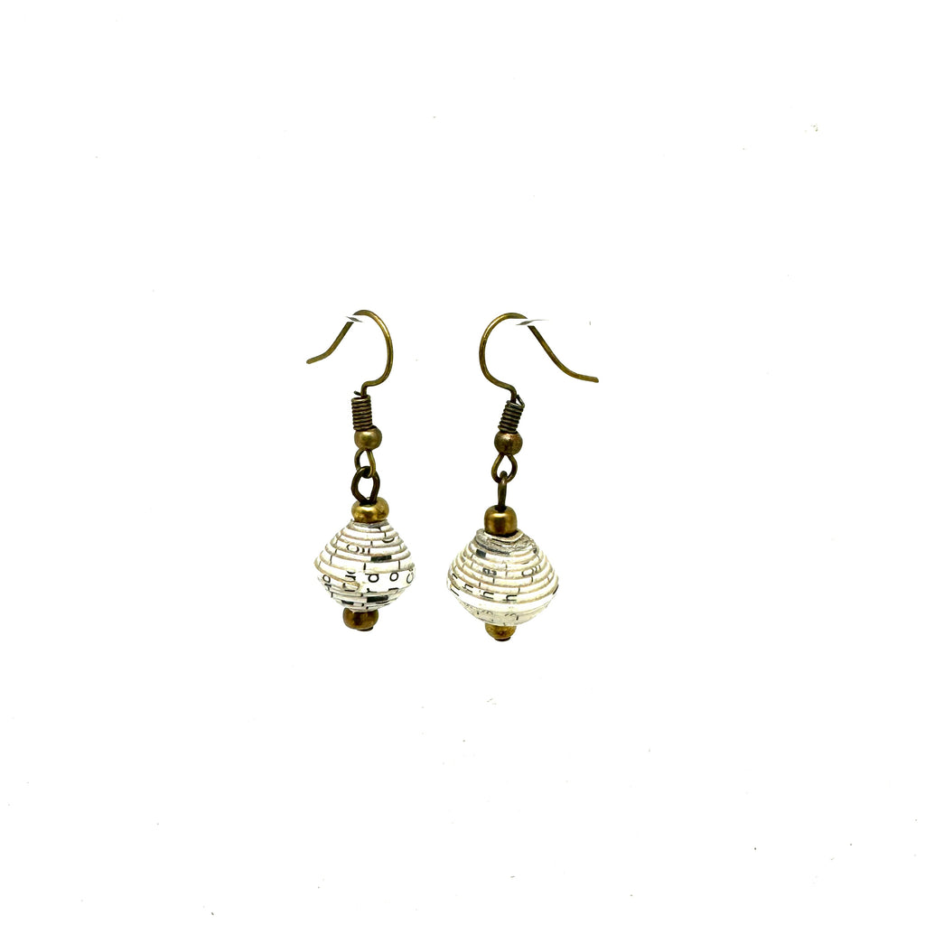 Cereal Box Bead Earrings- Graphic Black and White