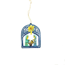 Load image into Gallery viewer, Arched Nativity Ornament- Blue