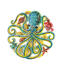 Load image into Gallery viewer, Blue Octopus wirh Shells and Fish