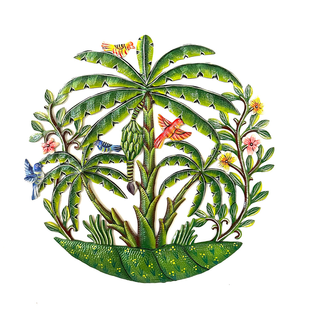 Palm Tree with Bananas Round
