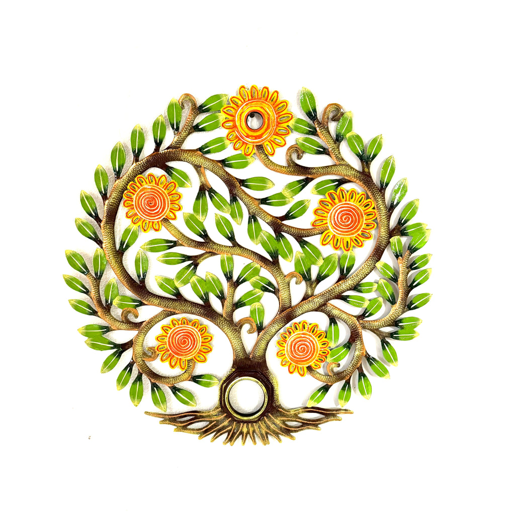 Sun Flowers Tree of Life Oil Drum Top