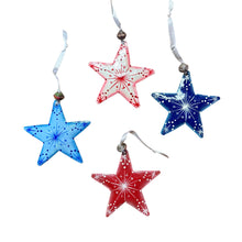 Load image into Gallery viewer, Set of Four Steel Star Ornaments