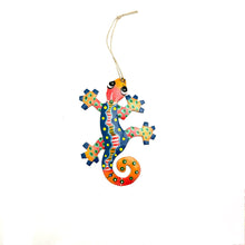 Load image into Gallery viewer, Little Gecko Ornament- Blue/Orange