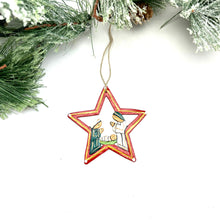 Load image into Gallery viewer, Painted Star Nativity Ornament- Red