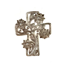Load image into Gallery viewer, Steel Floral Cross