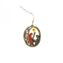 Load image into Gallery viewer, Oval Nativity Ornament- Red/Green
