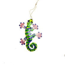 Load image into Gallery viewer, Little Gecko Ornament- Purple/Green