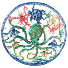 Load image into Gallery viewer, Jumbo Turquoise-Blue Octopus with Lobster and Crab